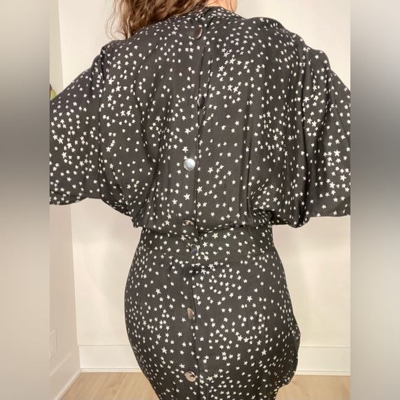 Whimsy-witchy celestial stars retro Vintage 80’s PRISTINE bat wing sexy dress - Picture 9 of 14